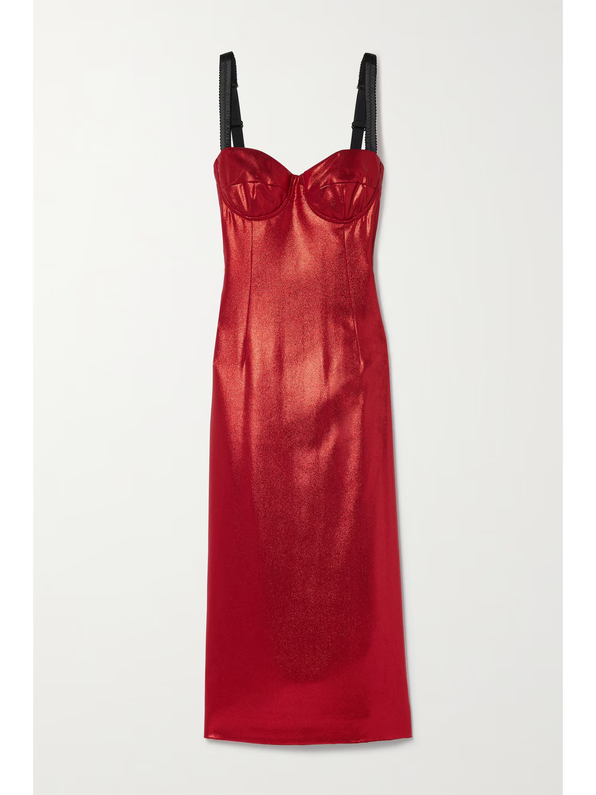 Satin-trimmed metallic stretch-jersey midi dress | NET-A-PORTER (US)