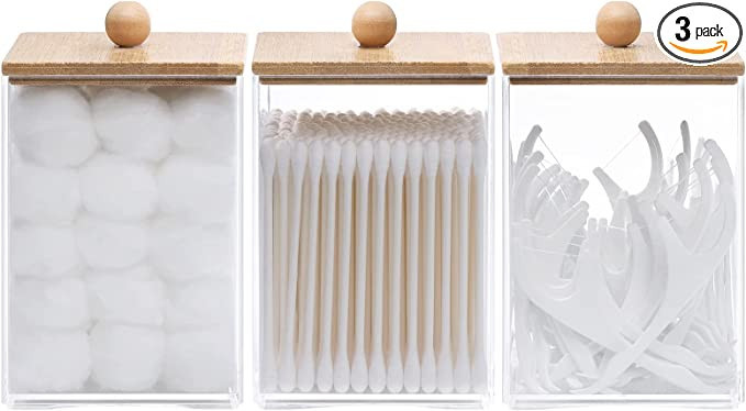 Tbestmax 3 Pack Square Qtip Holder - 12 oz Bathroom Organizers and Storage Containers, Plastic Ap... | Amazon (US)
