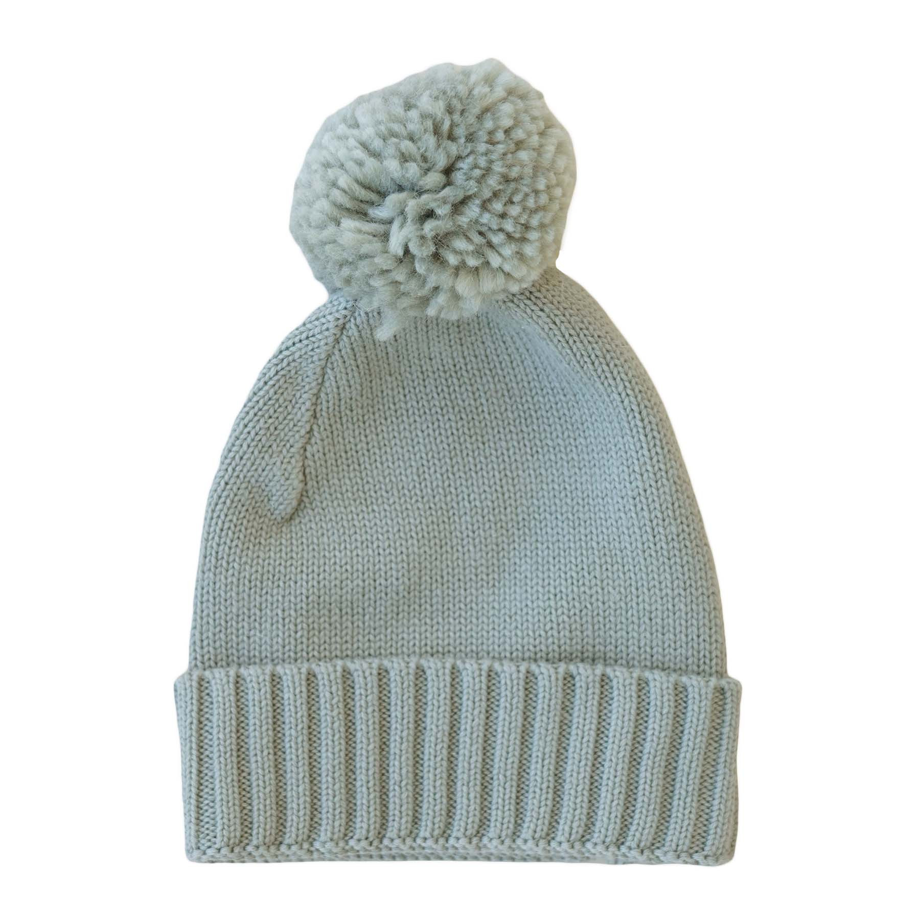 Knit Baby Pom Pom Beanie | Smoke | Caden Lane