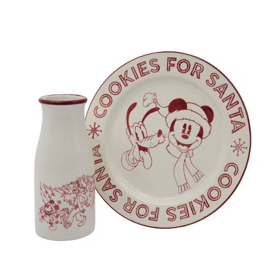 Disney 10" Mickey Mouse Cookie Santa 1 Dessert Plate Red/White | Target