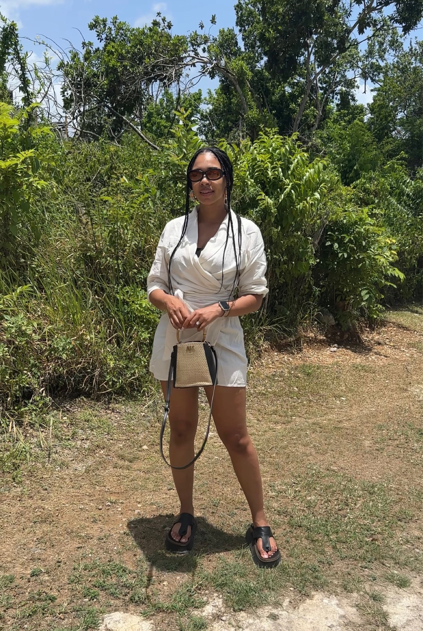 Summer outfit idea to keep cool on this heat 🥵 wearing a small in the dress. Definitely roll up the sleeves, down gives hospital gown 

#LTKunder50 #LTKFind #LTKstyletip