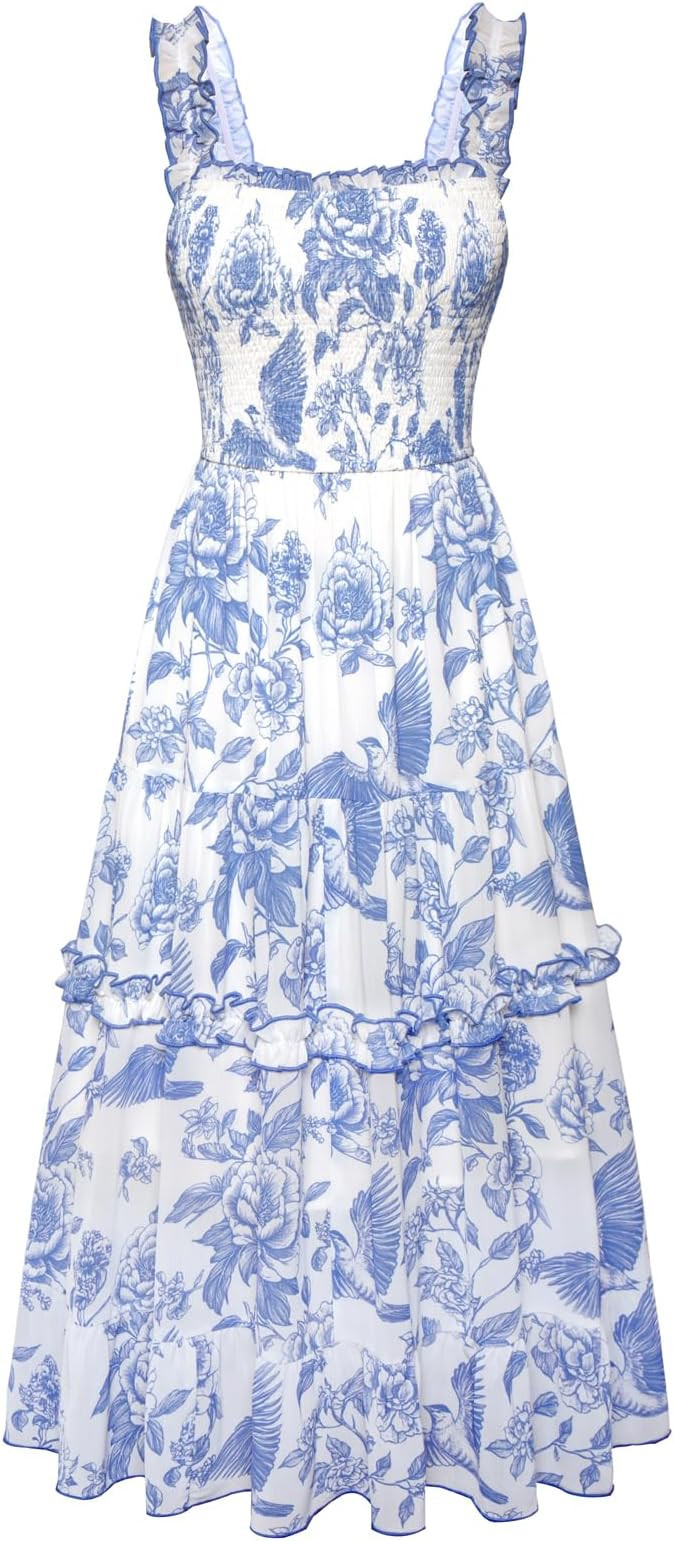 Scarlet Darkness Cottagecore Dresses for Women 2025 Smocked Floral Dress Flowy Sundress | Amazon (US)