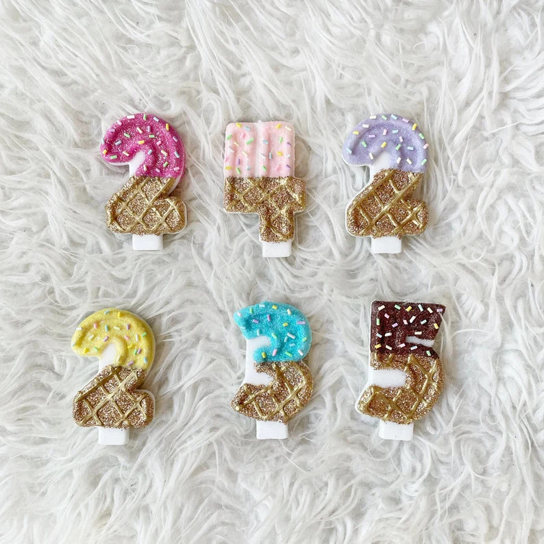 Ice Cream Glitter Birthday Number Candle, Comes in Any Number You Like - Etsy | Etsy (US)