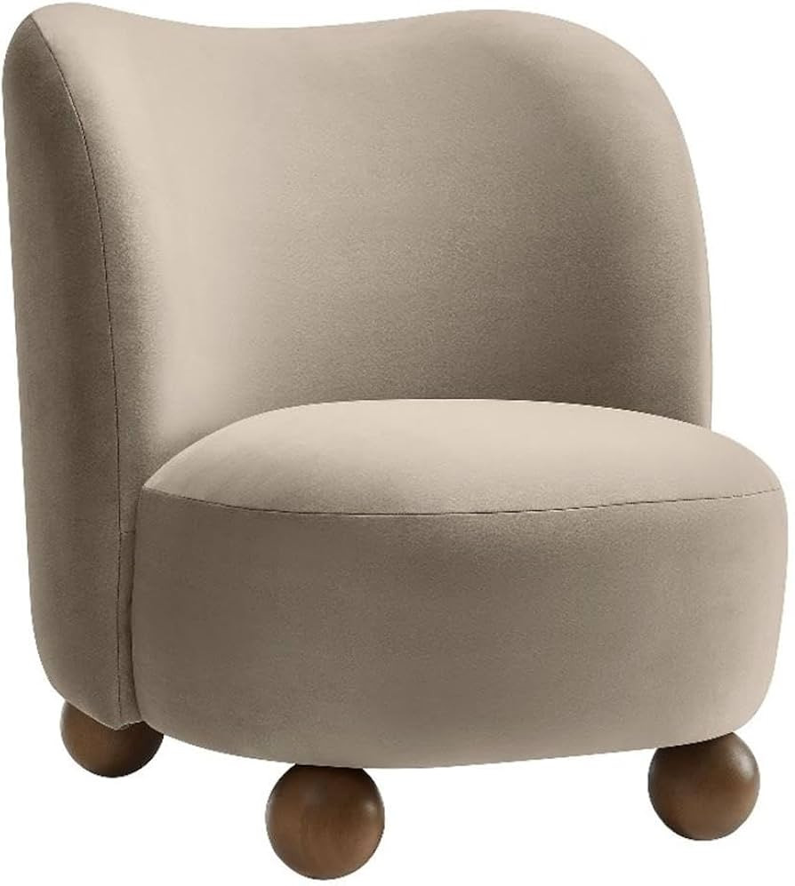 Modway Monroe Performance Velvet Accent Chair in Taupe Walnut - Upholstered Stain-Resistant Velve... | Amazon (US)