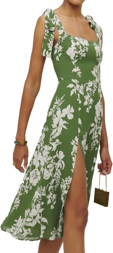 Jardinvue Women Floral Dress Summer Cami Dress Casual Lace Up Dress Backless Midi Dress Spaghetti... | Amazon (US)