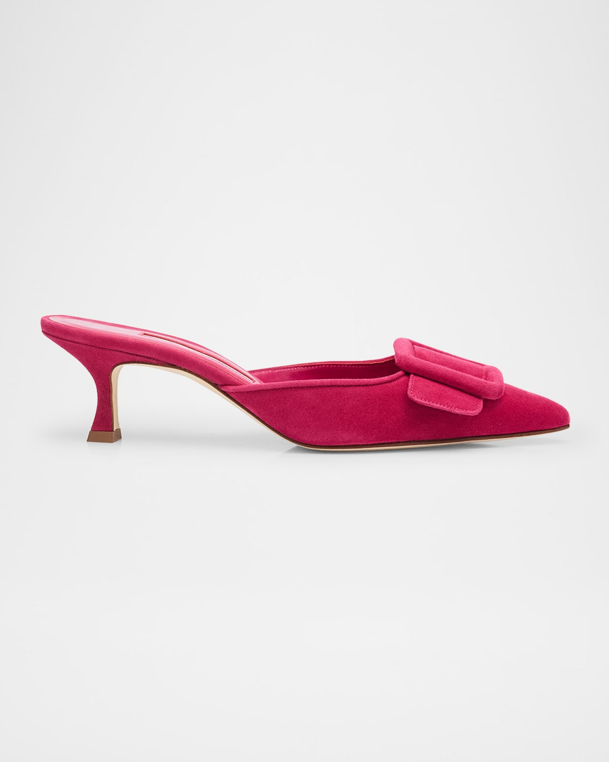 Maysale Suede Buckle Mules | Neiman Marcus
