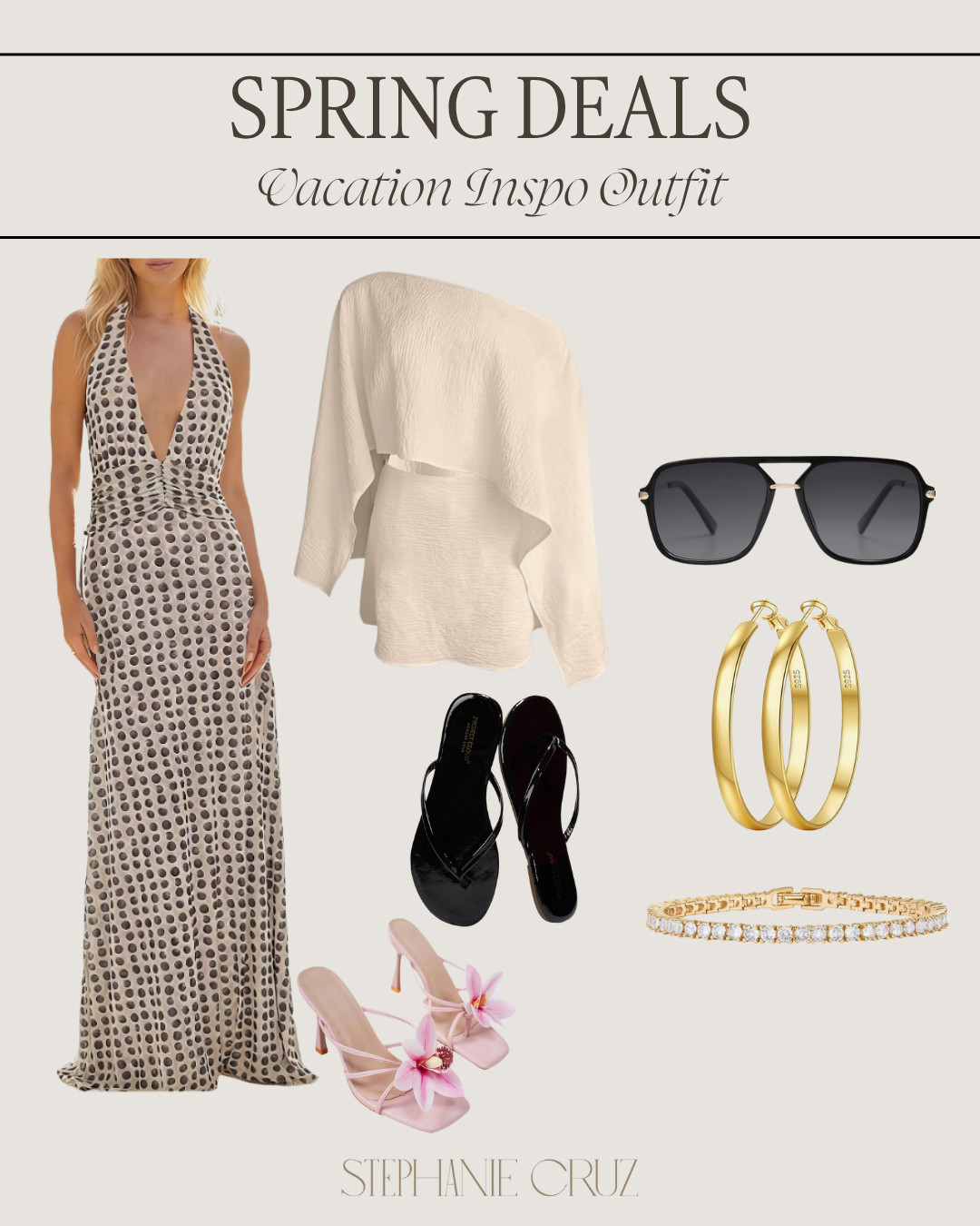 Time for some spring shopping! Check out this gorgeous vacation outfit and accessories on sale. Perfect for your getaway! 

#SpringDeals #VacationInspo 

 #LTKootd #LTKSaleAlert #LTKTravel