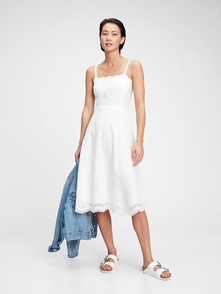 Squareneck Eyelet Midi Dress | Gap (US)