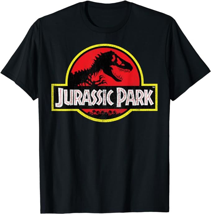 Jurassic Park Distressed Vintage Logo Graphic T-Shirt | Amazon (US)