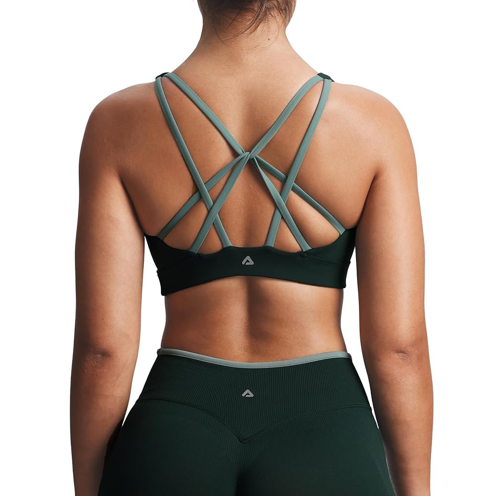 Aoxjox Women's Workout Lexi Lined Charm Sports Bras Deep V Color Block Fitness Training Gym Yoga ... | Amazon (US)