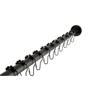 Contemporary 60 in. to 72 in. Tension Shower Rod with Hooks in Oil Rubbed Bronze | The Home Depot