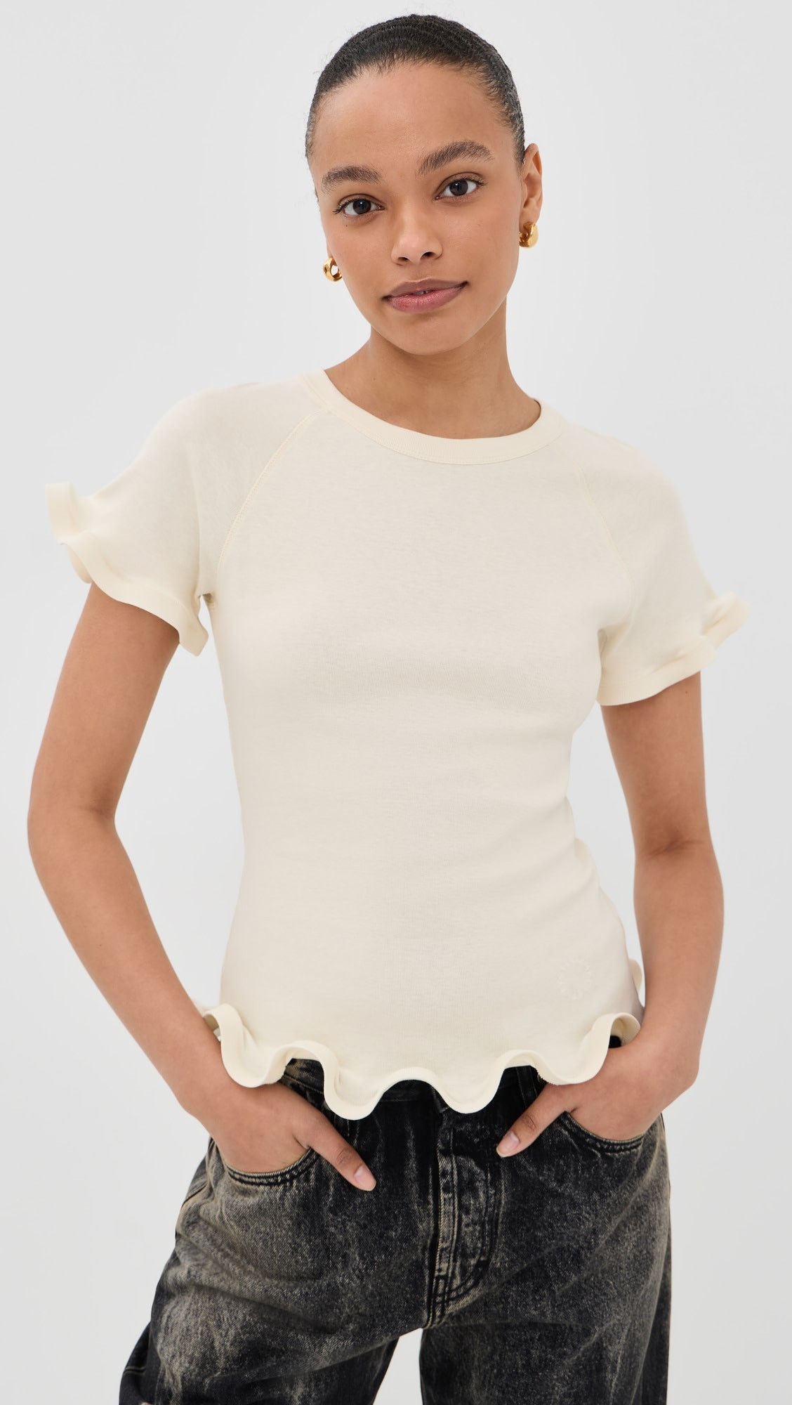 Frilled Hem Rib T-Shirt | Shopbop