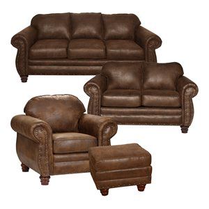 American Furniture Classics Sedona 4-piece Microfiber Sofa Set in Brown | Homesquare