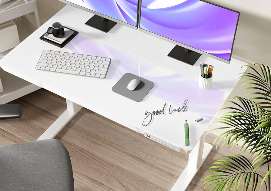 Claiks Glass Standing Desk with Drawers, 48×24 Inch Adjustable Stand Up Desk, Quick Install Home... | Amazon (US)