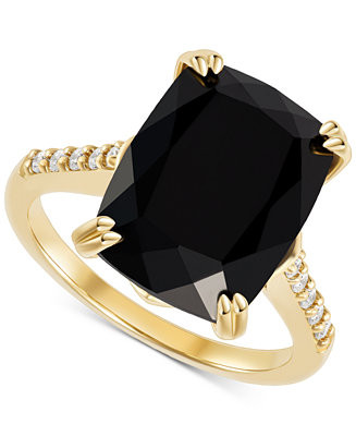 Onyx (7-1/2 ct. t.w.) and Cubic Zirconia Statement Ring in 14k Gold-Plated Sterling Silver - Macy... | Macy's