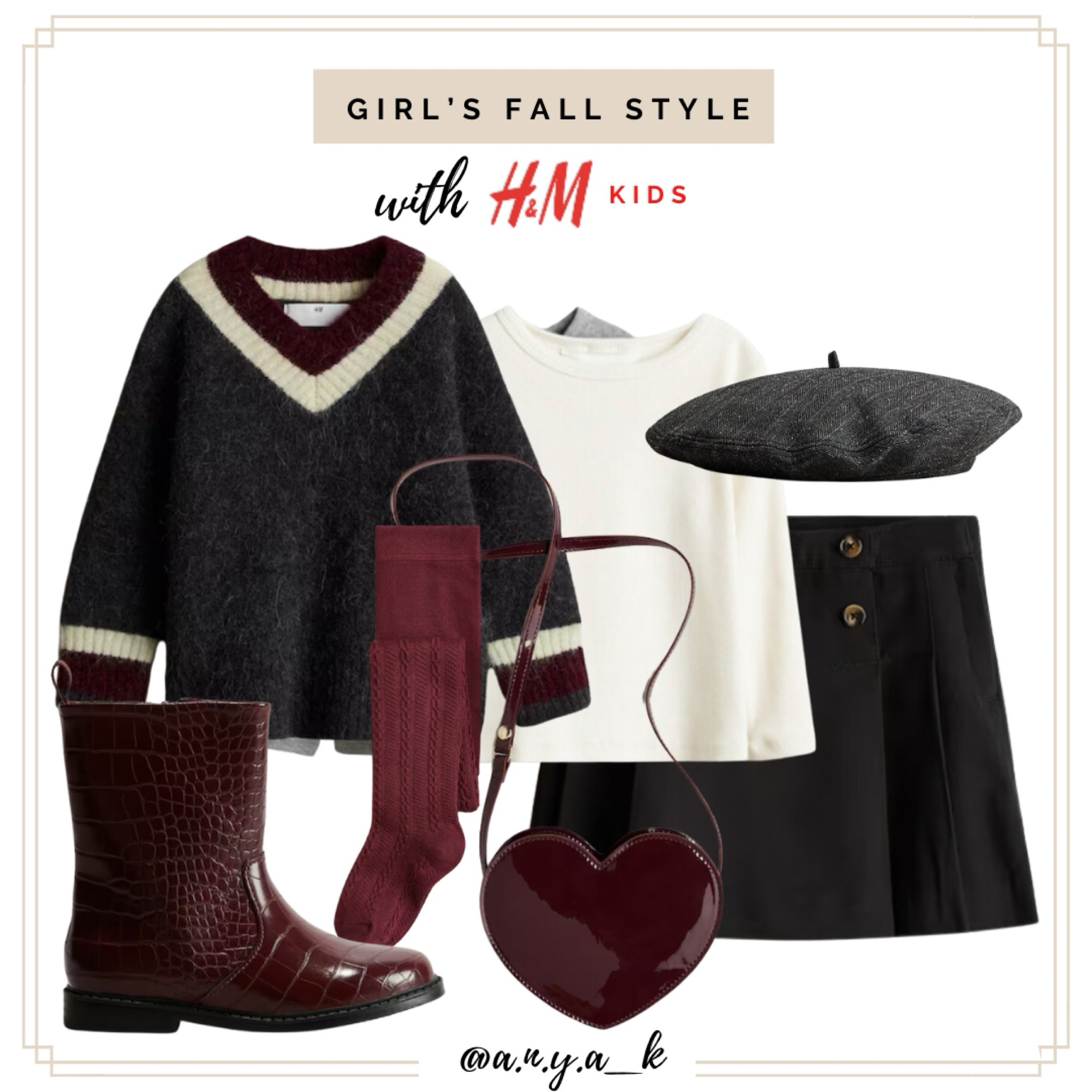 ✨🍁 Loving this cozy sweater and skirt combo from H&M Kids paired with burgundy accents and a cute beret . 🖤 Add a heart-shaped bag and statement boots to complete the look!

#FallFashion #HMKids #GirlsStyle #ParisianVibes #BurgundyStyle #ChicKids #AutumnWardrobe 
 

#LTKKids #LTKSeasonal #LTKSeasonal #LTKKids #LTKFamily