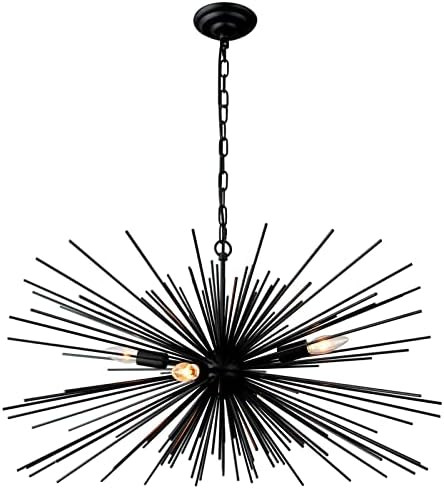 31“ Black Sputnik Chandelier Vintage 4-Lights Geometric Starburst Chandelier Light Fixture Mode... | Amazon (US)