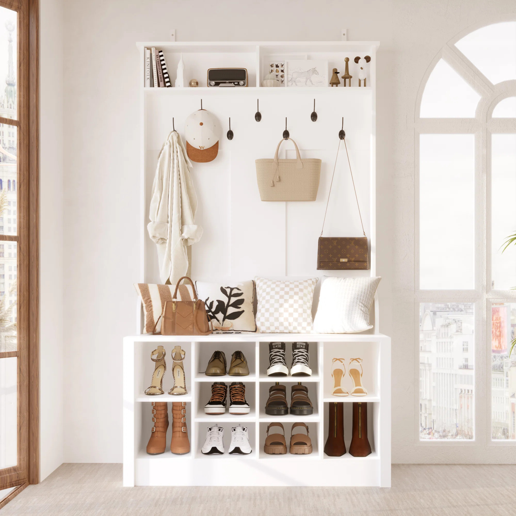 Keasal Hall Tree 39.4'' Wide with Bench and Shoe Storage | Wayfair North America