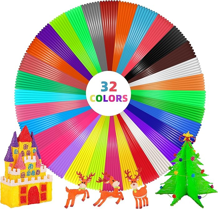3D Pen Filament Refills 32 Colors 320ft Each Color 10 feet 1.75mm PLA 3D Pen Filament Christmas G... | Amazon (US)