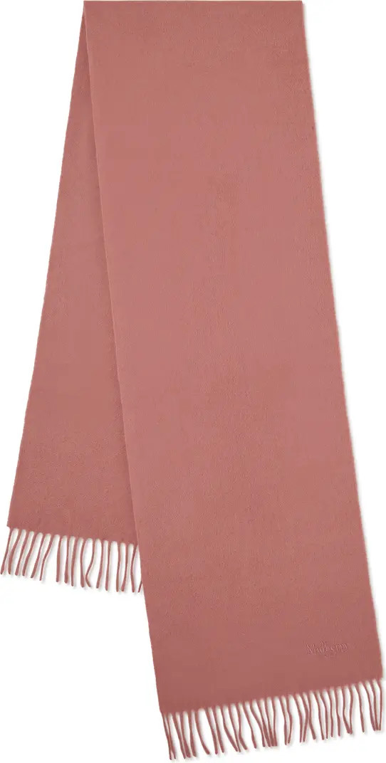 Mulberry Embroidered Logo Fringe Trim Cashmere Scarf | Nordstrom | Nordstrom