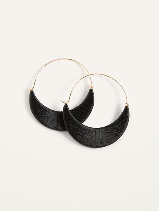 Gold-Toned Textile-Wrapped Hoop Earrings for Women | Old Navy (US)