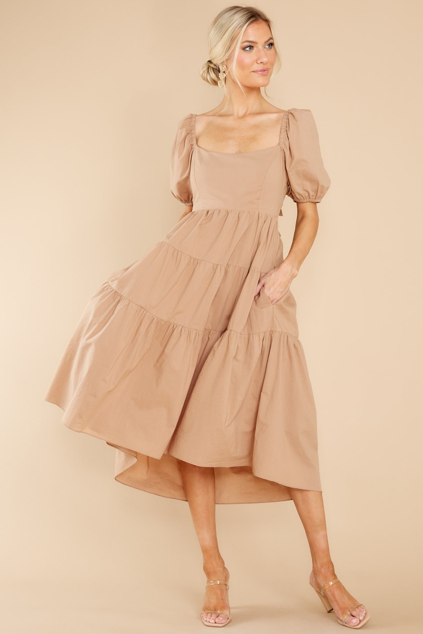 Essential Beauty Taupe Midi Dress | Red Dress 