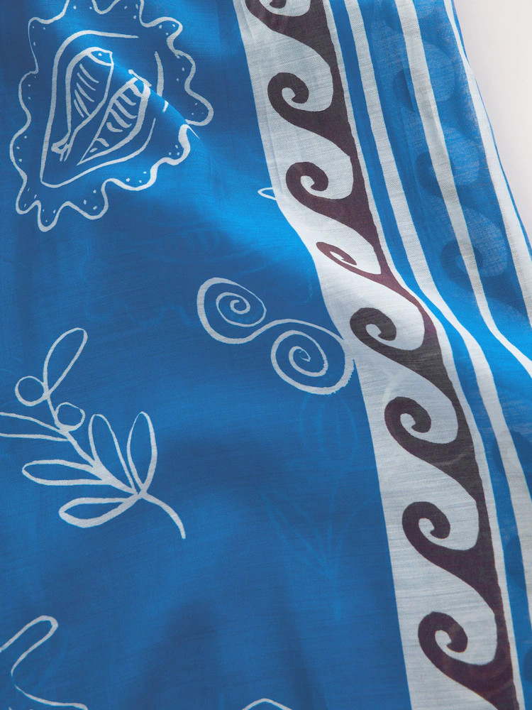 Buy Blue Greek Print Lightweight Pull On Wide Leg Trousers from Next Ireland | Next EU