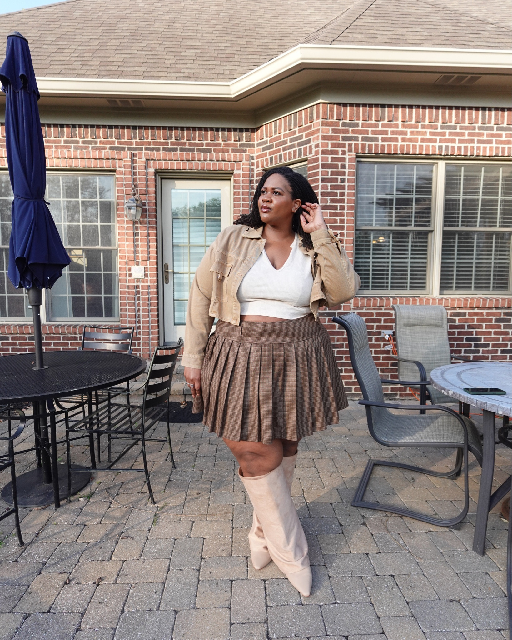Fall finally decided to show up. I’m wearing a size 24 in the skirt and a size 12 in the boots! I have a 20in calf and they fit perfectly. I linked to some alternatives of the shirt and jacket—both of which are in a size 3X too. Enjoy! 

#LTKShoeCrush #LTKPlusSize #LTKStyleTip