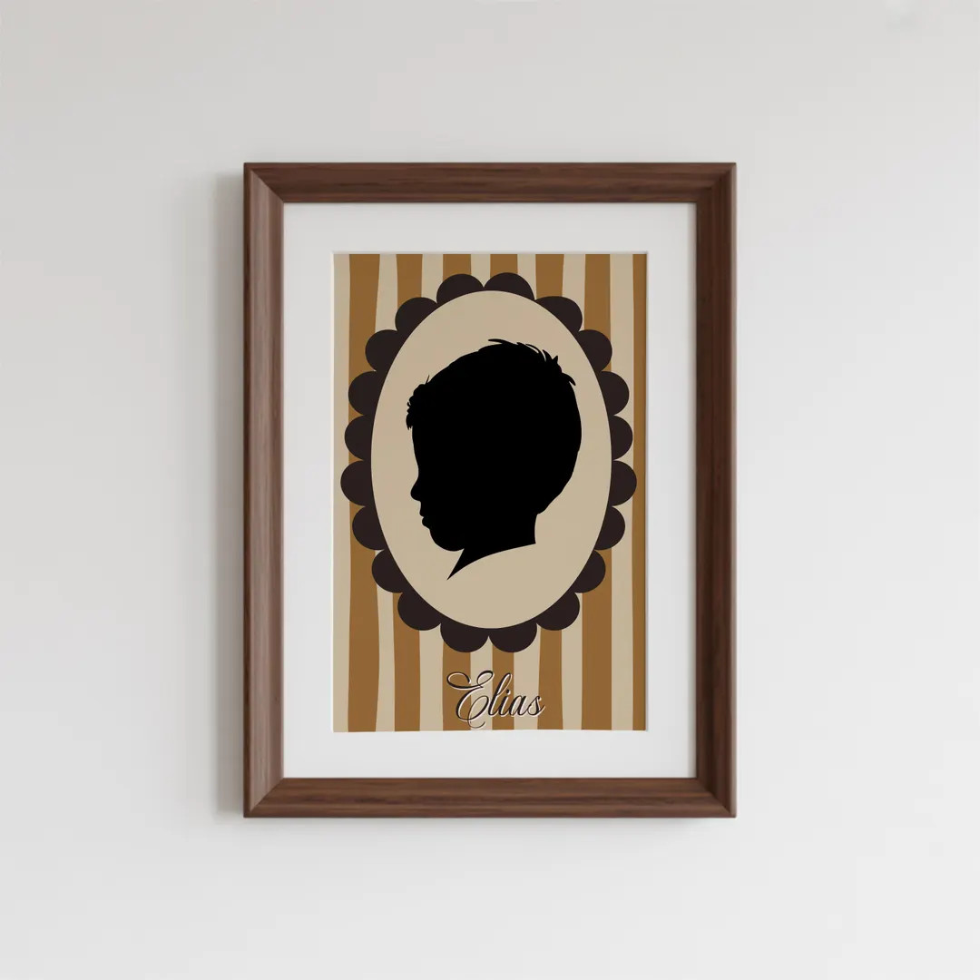 Custom Child Silhouette Portrait Vintage Digital Download Hand-drawn Kids Profile Art Personalize... | Etsy (US)