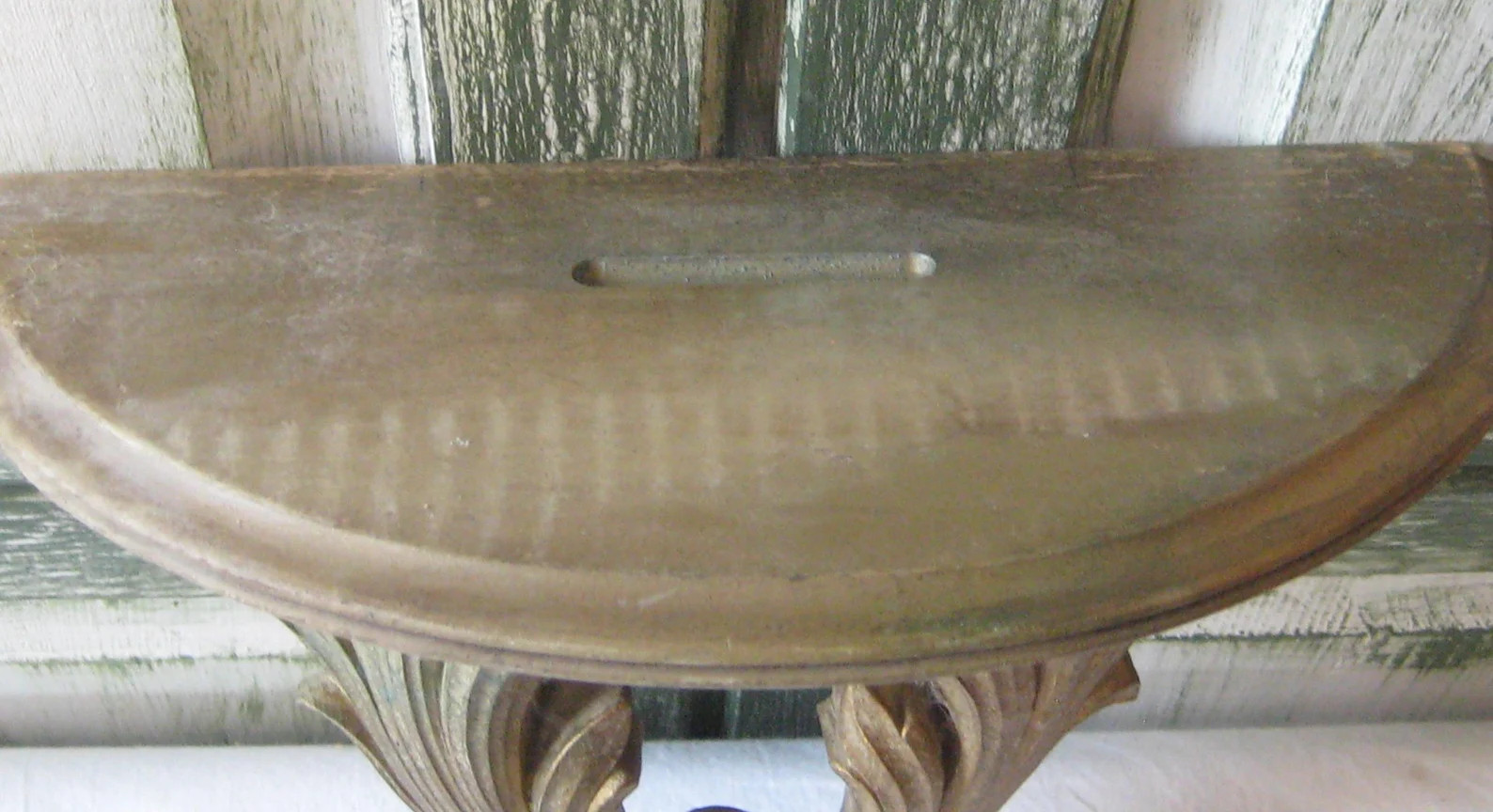 Vintage gold sconce shelf, half moon small petite wood wall shelf, rustic distressed heavy resin,... | Etsy (US)