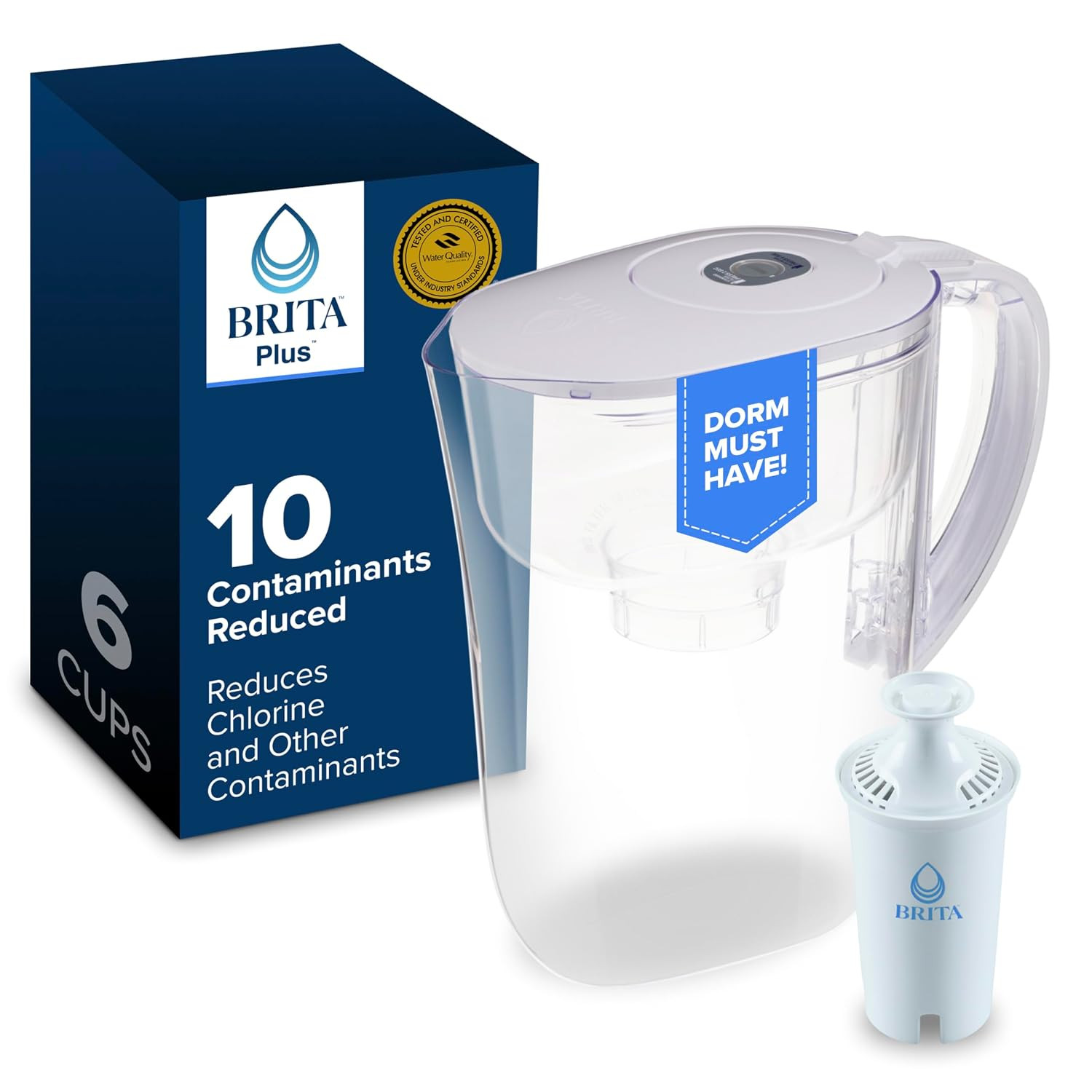 Brita Metro Small 6-Cup Water Filter Pitcher with BritaPlus Filter, Clear | Amazon (US)