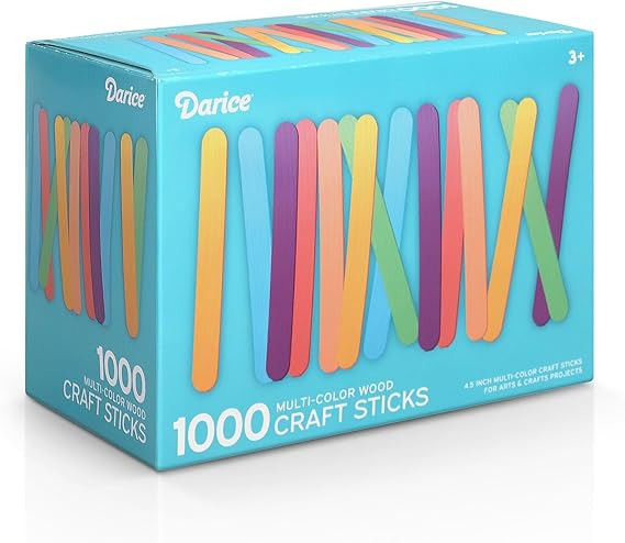 Darice 1000 Pcs Colored Popsicle Sticks for Crafts, 4.5" Colorful Wooden Rainbow Craft Sticks Sup... | Amazon (US)