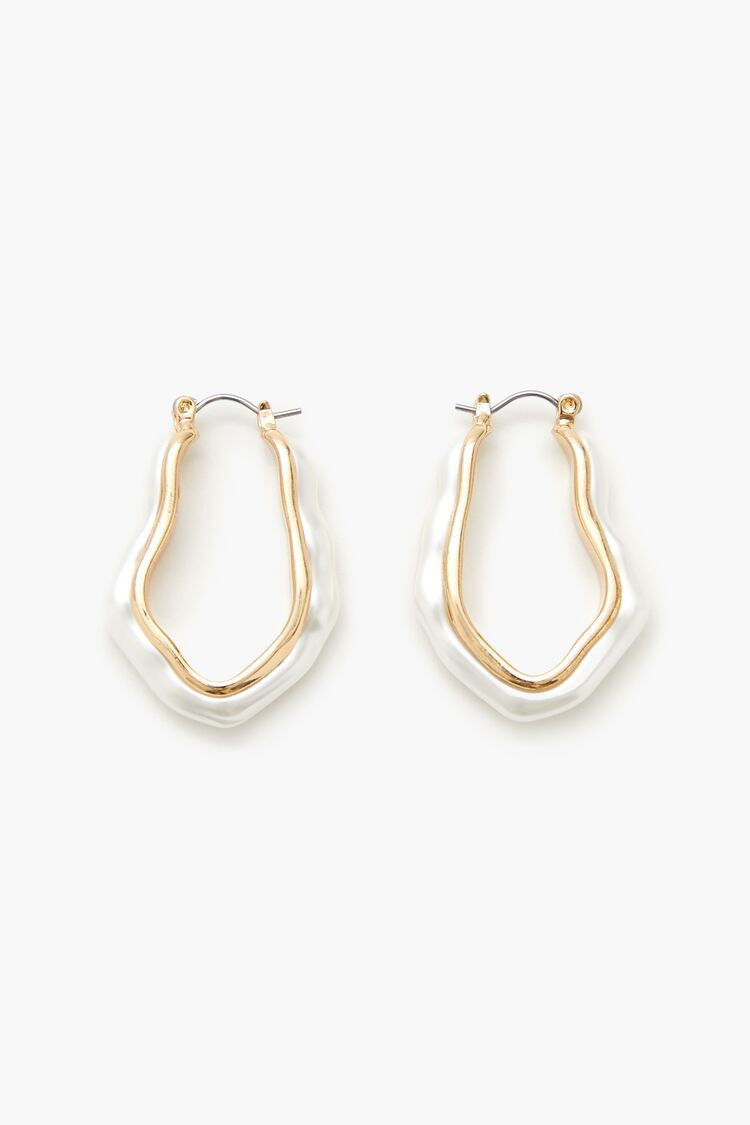 Abstract Faux Pearl Hoop Earrings | Forever 21