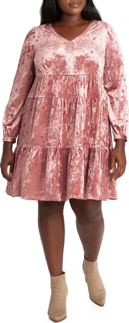 Adyson Parker Long Sleeve Crushed Velvet Swing Dress | Nordstrom | Nordstrom