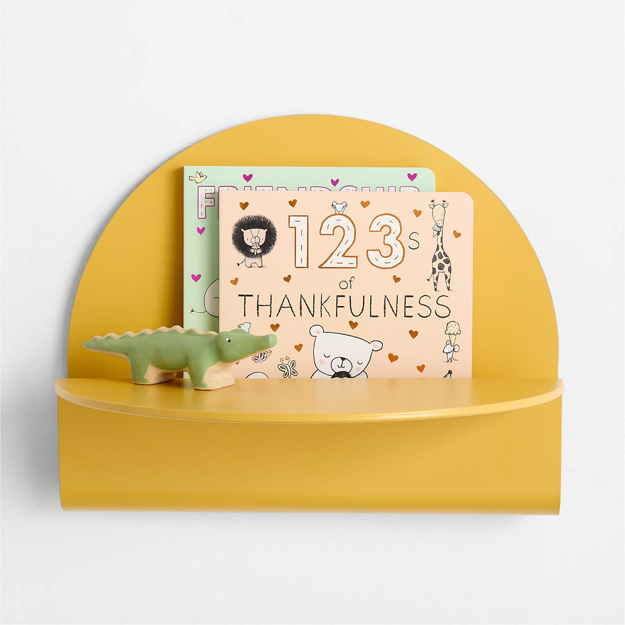 Outline Ochre Yellow Round Metal Kids Wall Shelf | Crate & Kids | Crate & Barrel