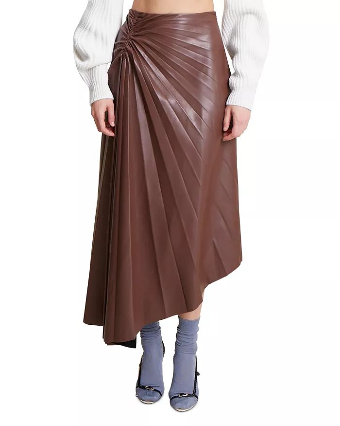 Tracy Asymmetric Pleated Vegan Leather Skirt | Bloomingdale's (US)