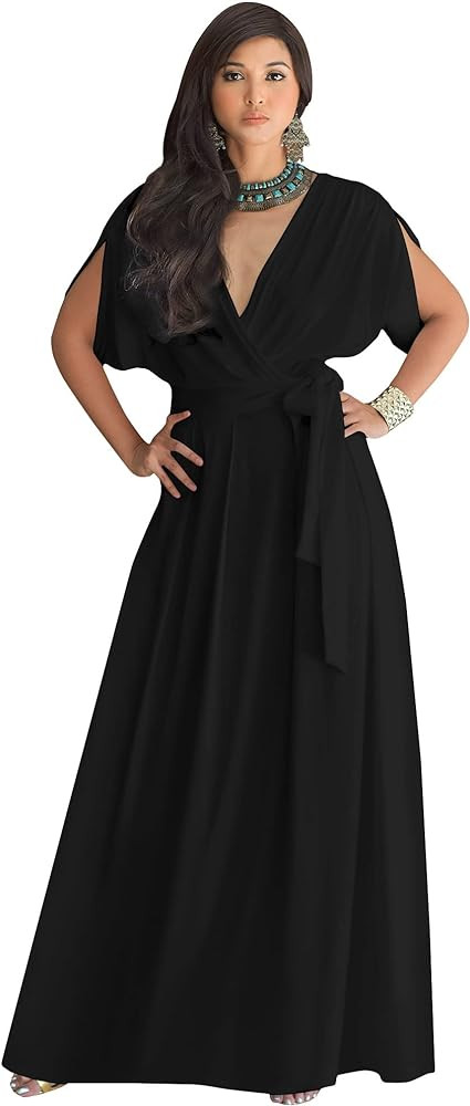 KOH KOH Formal Short Sleeve Cocktail Flowy V-Neck Gown | Amazon (US)