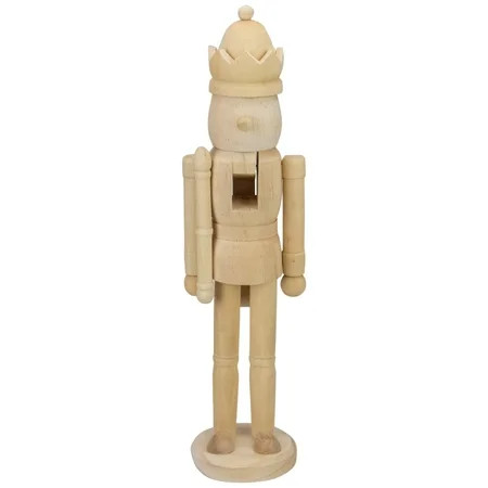 Northlight 14.75" Unfinished Paintable Wooden Christmas Nutcracker with a Crown | Walmart (CA)