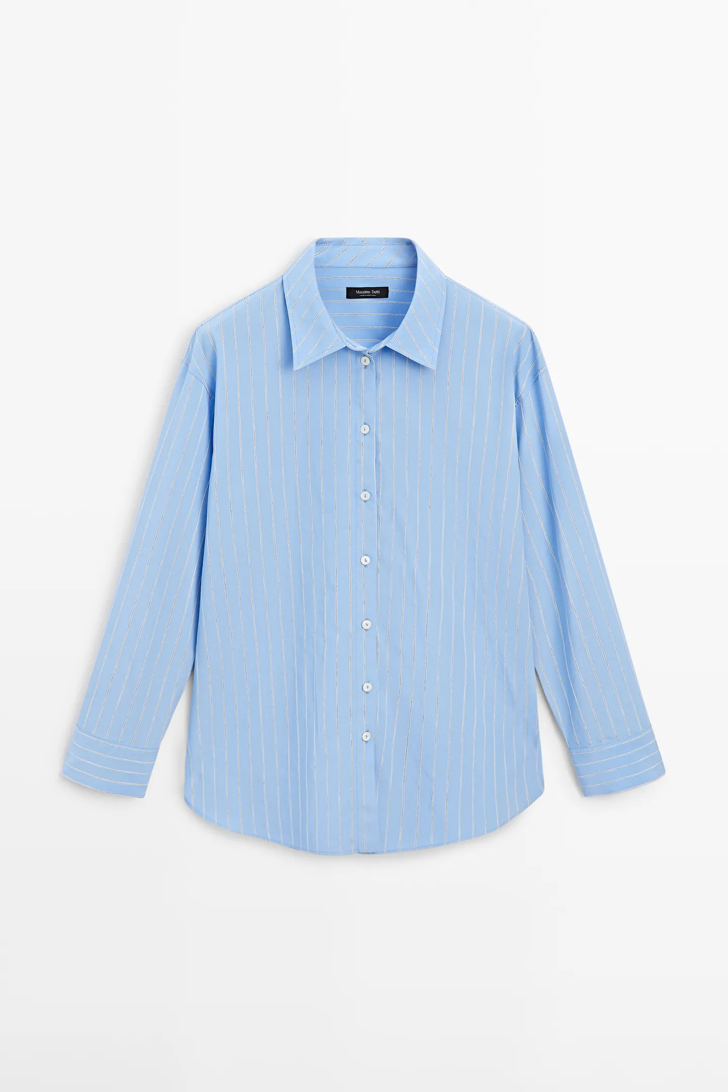 Long sleeve shirt. Shirt collar. Buttoned cuffs. Button-up front. Striped print. | Massimo Dutti UK