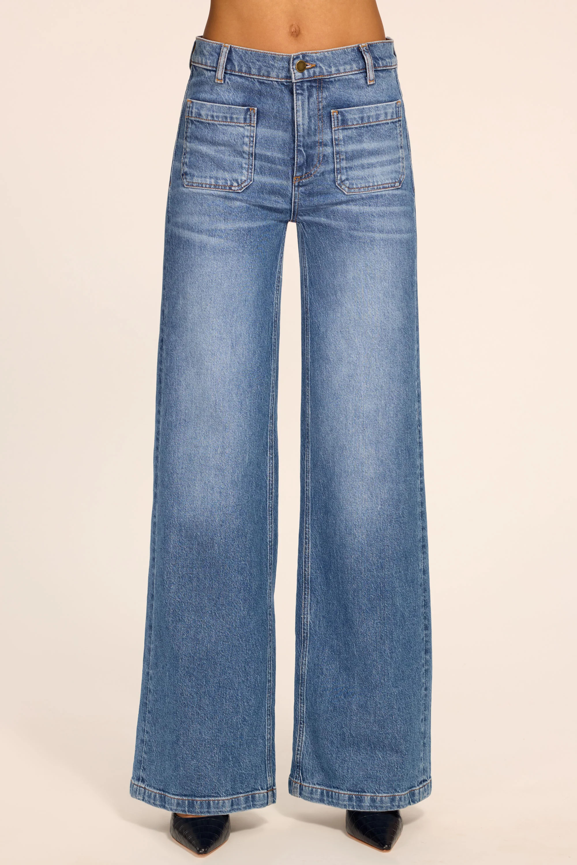 Cleo Wide Leg Jean - MID CERULEAN - 32 | Ramy Brook