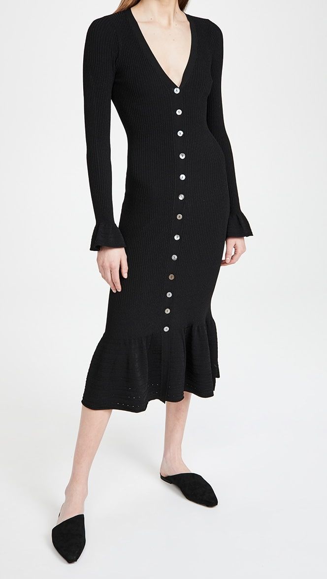 Ribbed Ruffle Button Front Maxi Dress | Shopbop