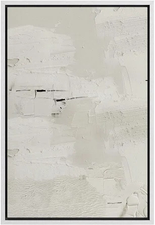 White Grunge Paint Stroke Collage Abstract Shapes Framed On Canvas Painting | Wayfair North America