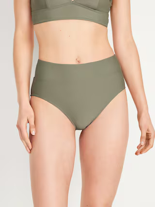 Banded High-Waist Bikini Swim Bottoms | Old Navy (US)