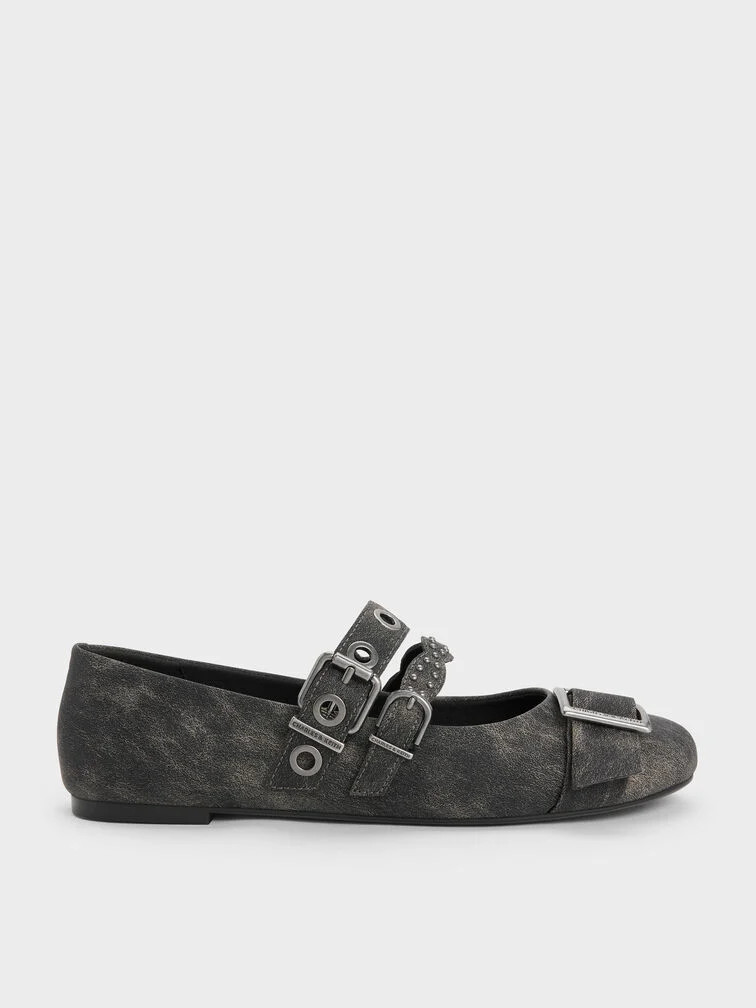 Aether Grommet Studded Mary Jane Flats | Charles & Keith EU
