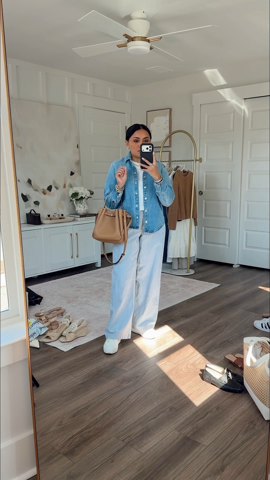 Spring Outfit
Denim shirt size xs TTS
White tee size xs petite TTS
Blue stripe pants size xs TTS
Sneakers size 6.5 TTS

#LTKootd #LTKPetite #LTKgrwm