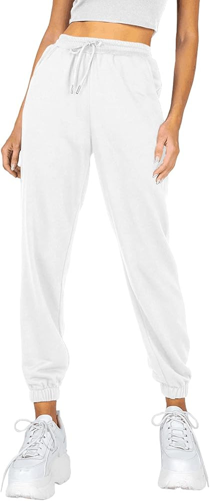 Ezymall Womens Sweatpants Comfy High Waisted Workout Athletic Lounge Joggers Pants with Pockets | Amazon (US)