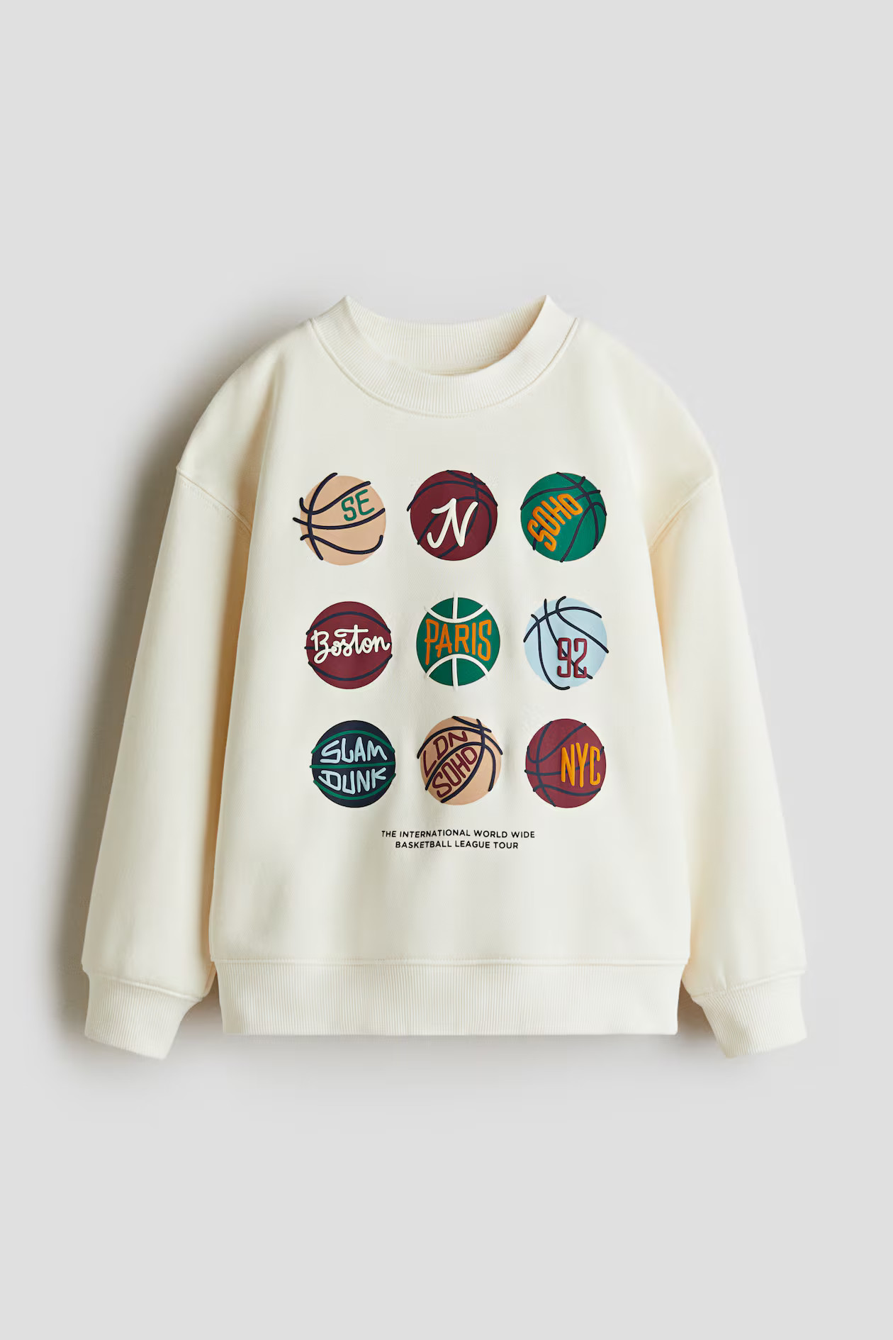 Printed Sweatshirt - White/Basketball League - Kids | H&M US | H&M (US + CA)