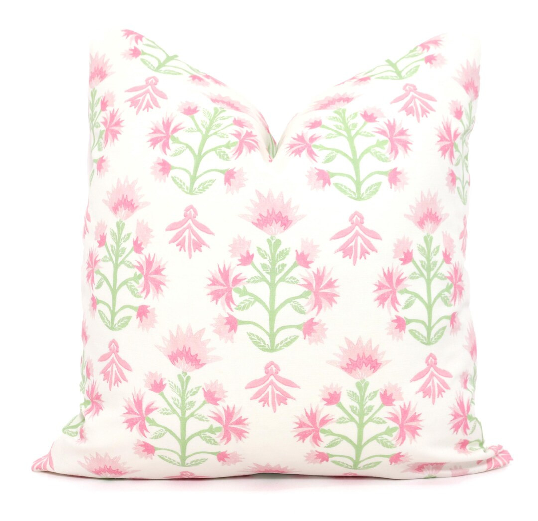 Pink and Green Penny Floral Decorative Pillow Cover, Throw Pillow, Accent Pillow, Pillow Sham Blo... | Etsy (US)