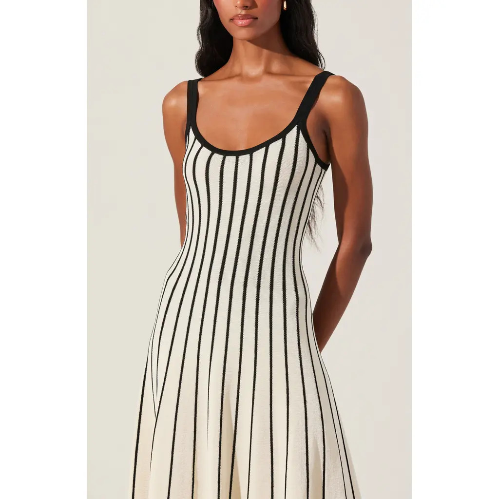 ASTR the Label Irecia Stripe Sleeveless Sweater Dress in Stripe Black Cream at Nordstrom, Size X-... | Nordstrom