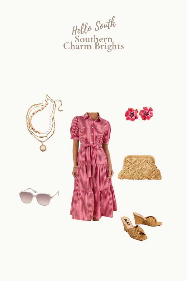 Southern style for women over 40 with a pop of color. This bold red striped maxi dress from Avara pairs perfectly with wedge sandals, a straw clutch, and statement earrings for a bright and feminine summer look.  

 #LTKOver40 #LTKStyleTip #LTKItBag